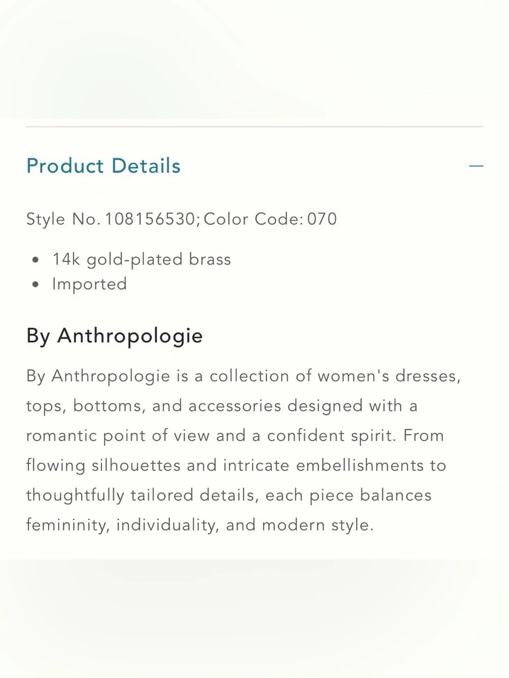 NWT Anthropologie Chunky Metal Stacking Ring in Gold